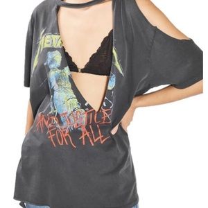 BNWT Topshop Metallica cutout tee